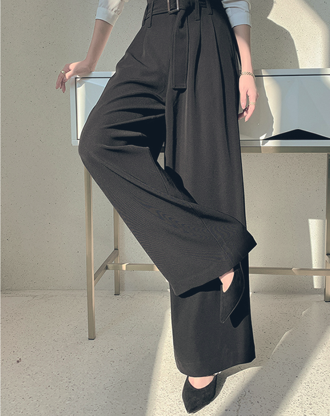 ♀High Waist Loose Wide Tuck Pants