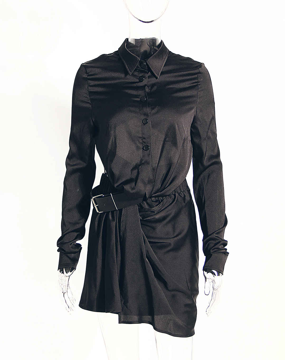 ♀Back Cutout Shirt & Wrap Belt Skirt