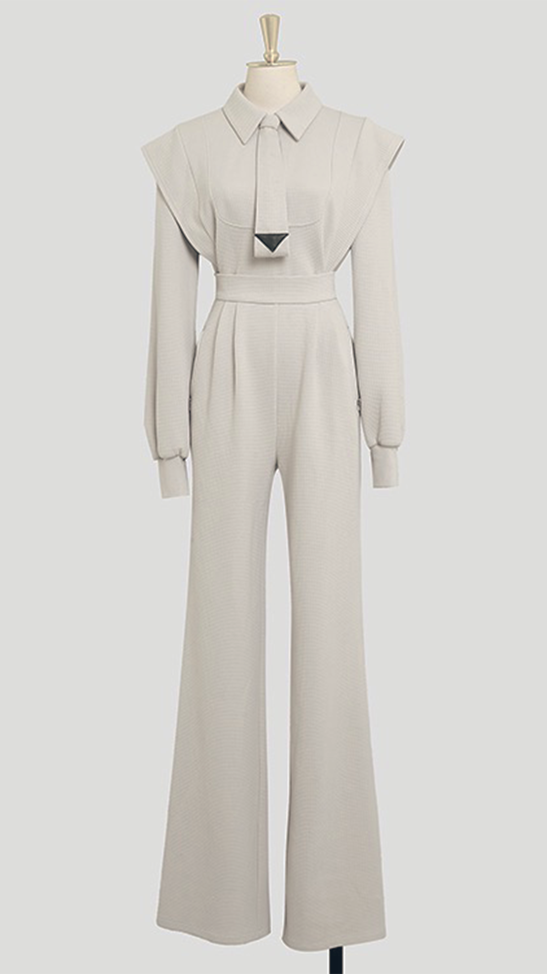 ♀Waffle Long Sleeve Shirt & Wide Pants