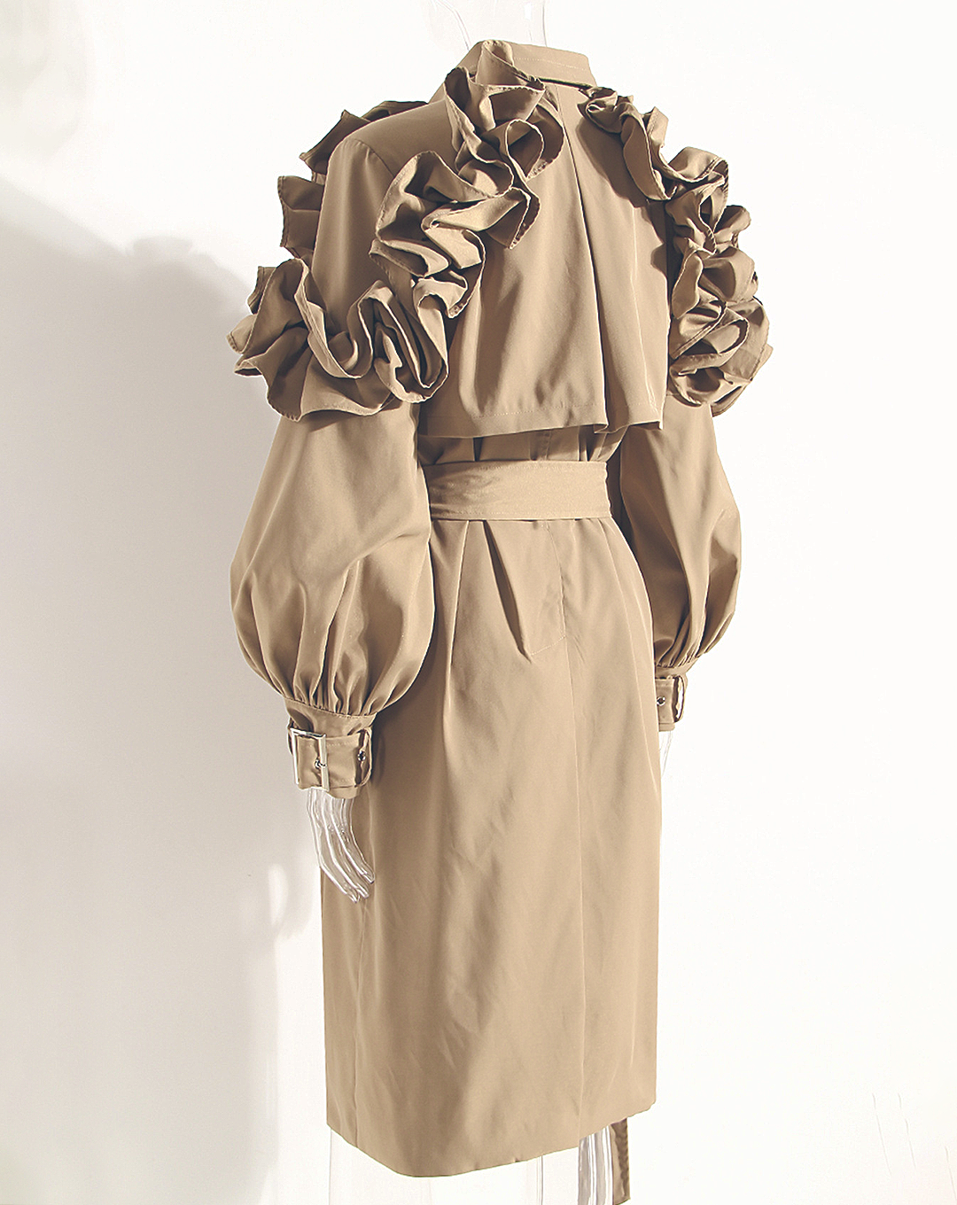 ♀Shoulder Gathered Design Trench Coat