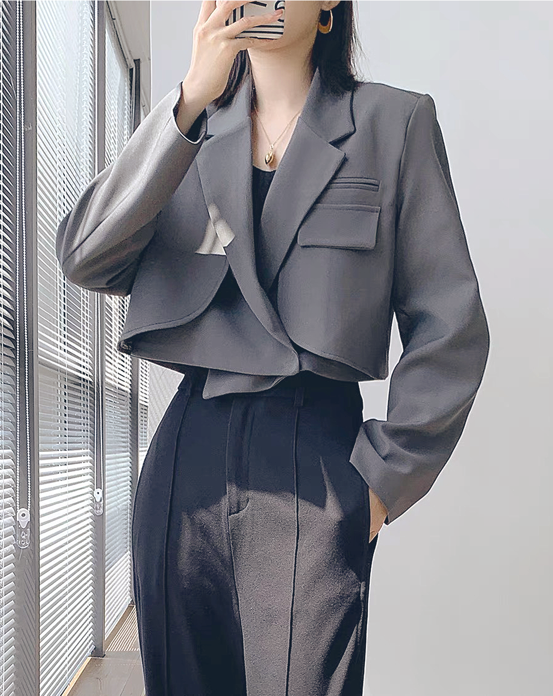 ♀Front Flap Short Jacket