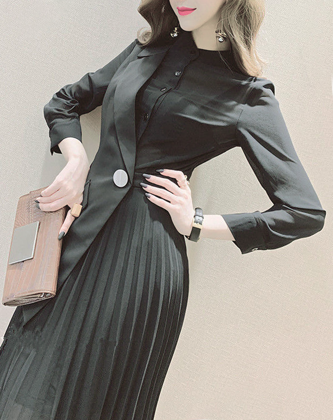 ♀Asymmetric Splice Dress