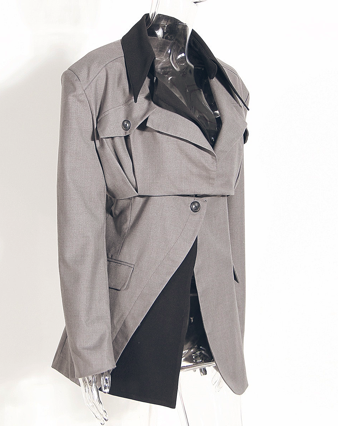 ♀2way Bicolor Tucked Jacket