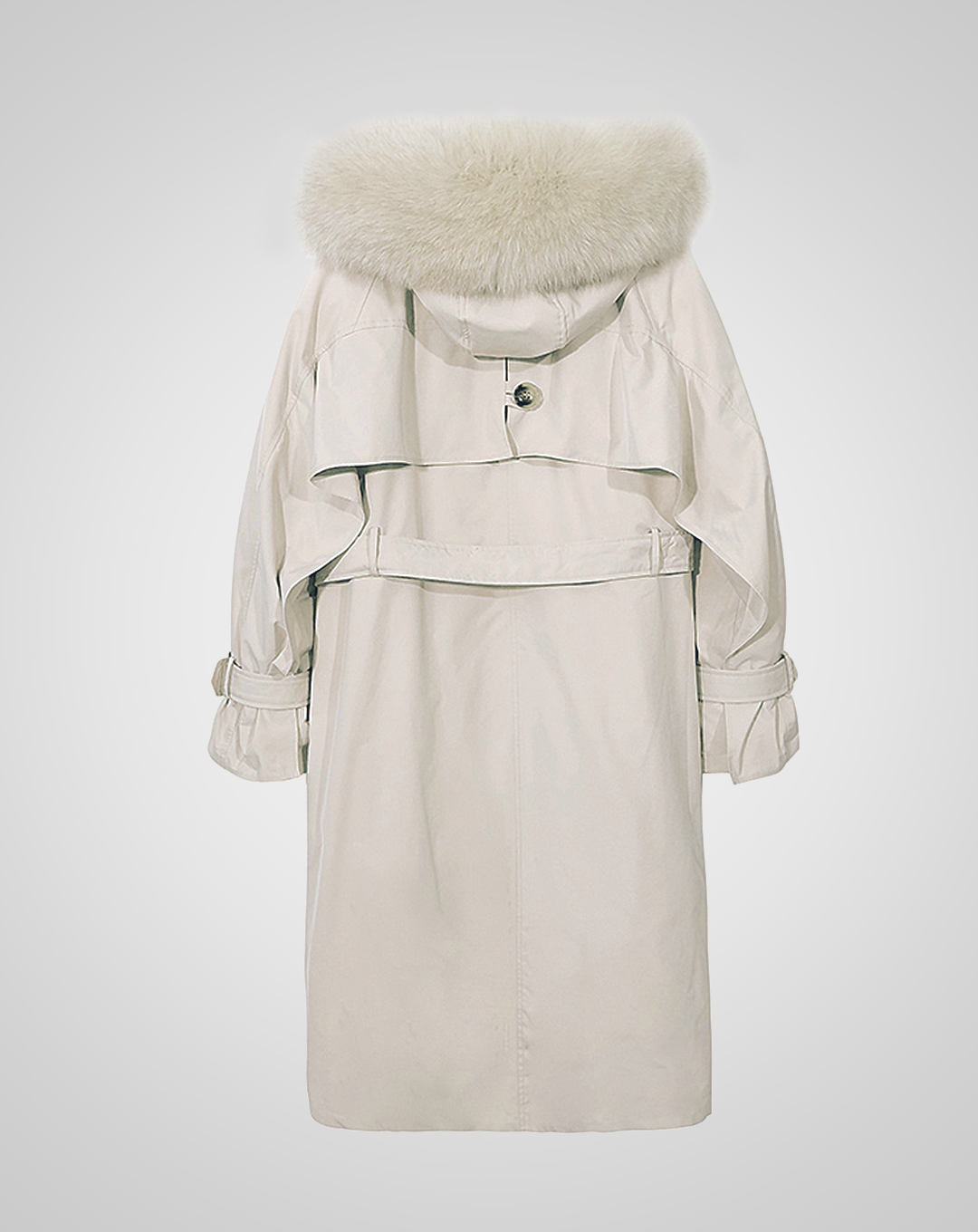 ♀Fur Hooded Long Coat
