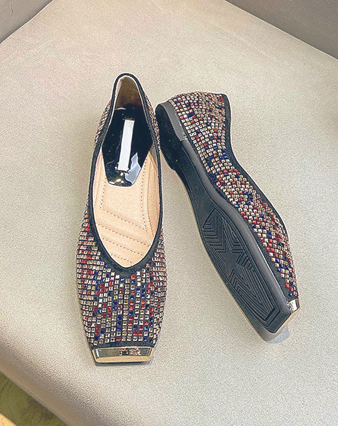 ♀Colored Stone Design Pumps