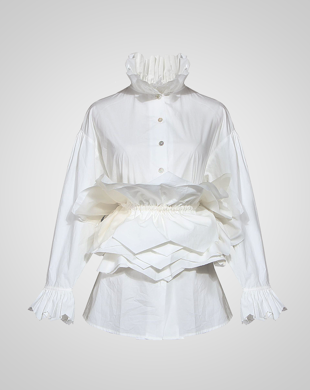 ♀Gathered Sash Shirt