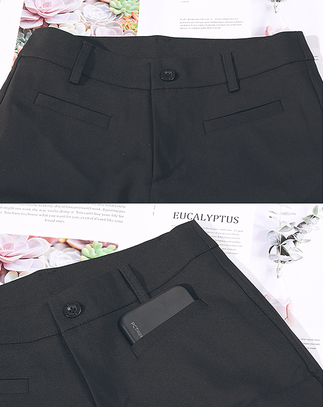 ♀Hem Leather Slit Pants