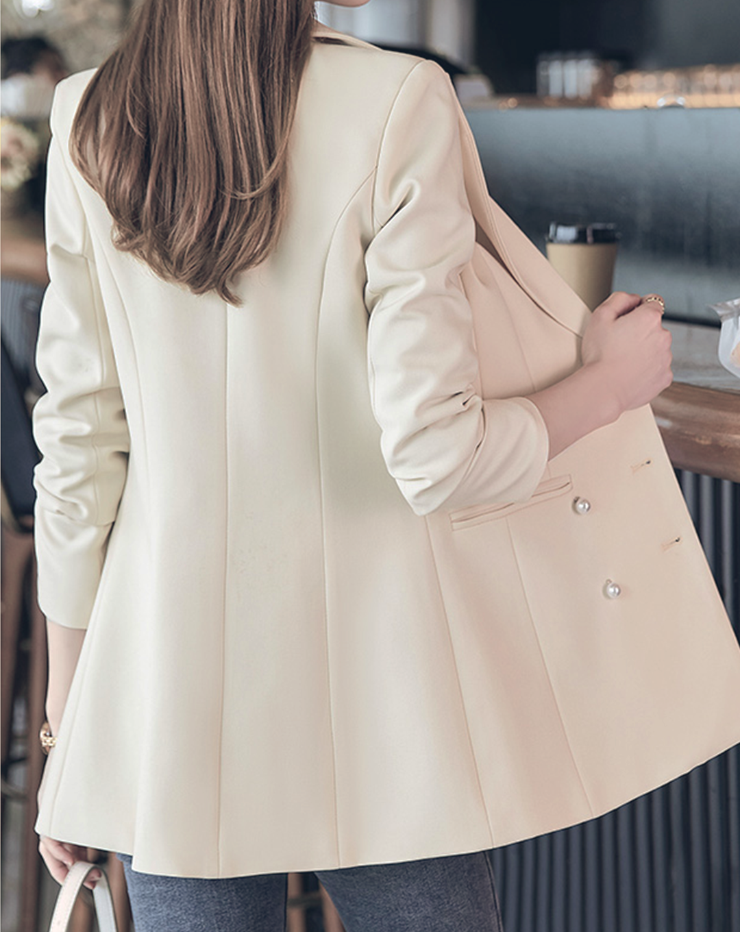 ♀Pearl Button Double Breasted Jacket