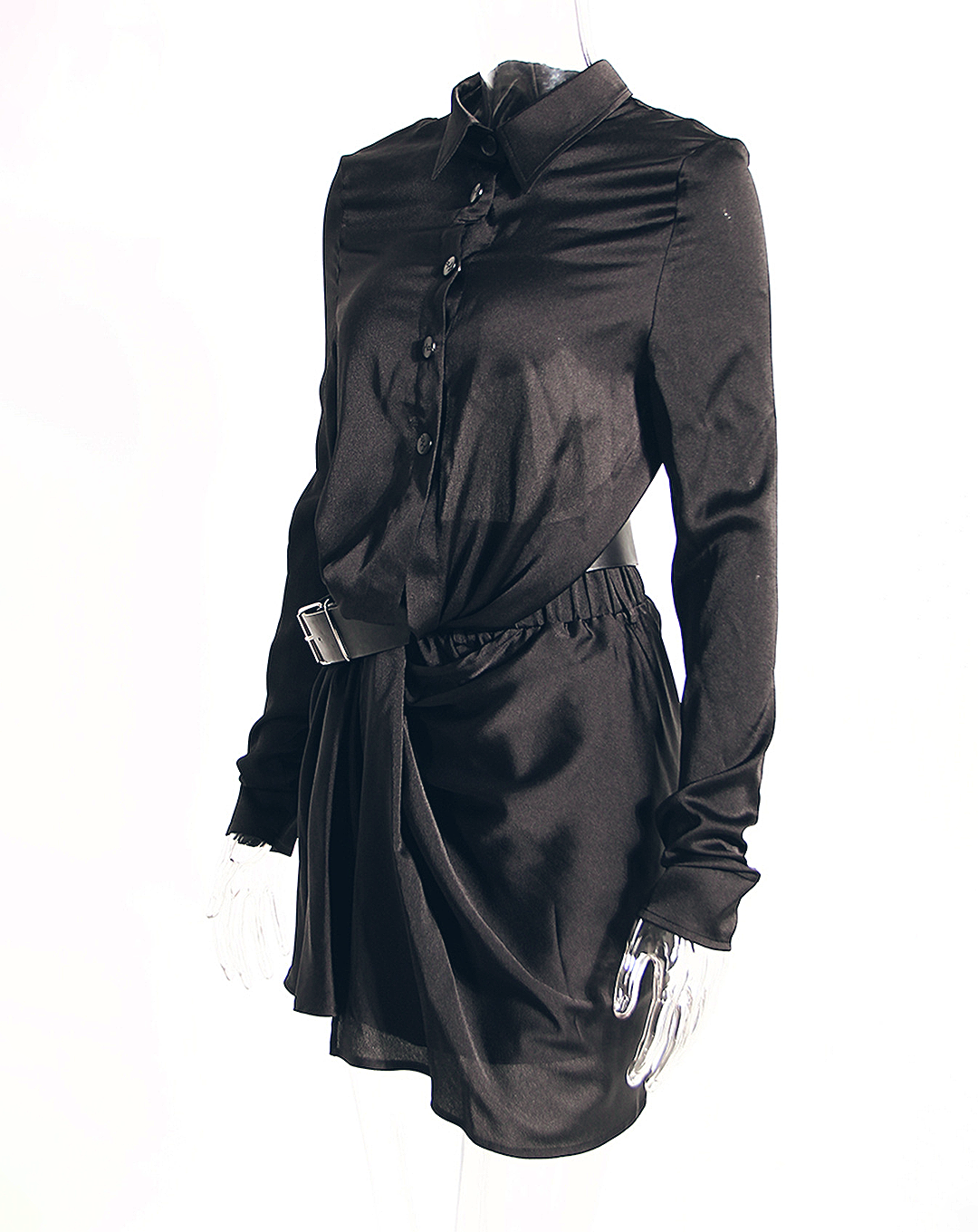 ♀Back Cutout Shirt & Wrap Belt Skirt