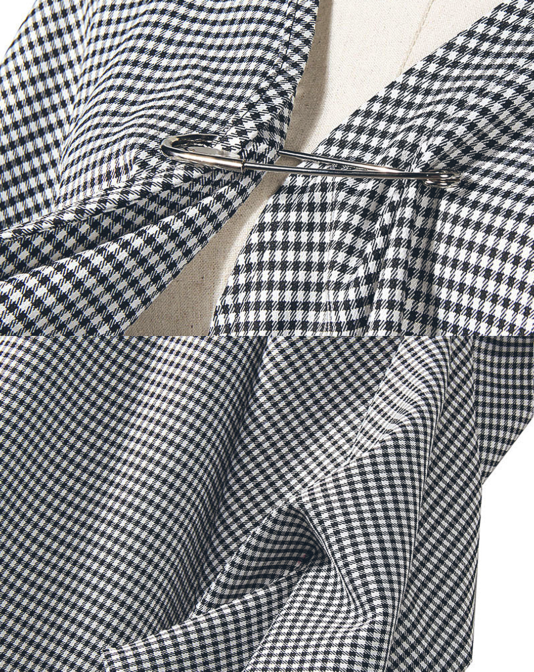 ♀Handkerchief Hem Plaid Shirt & Wrap Skirt