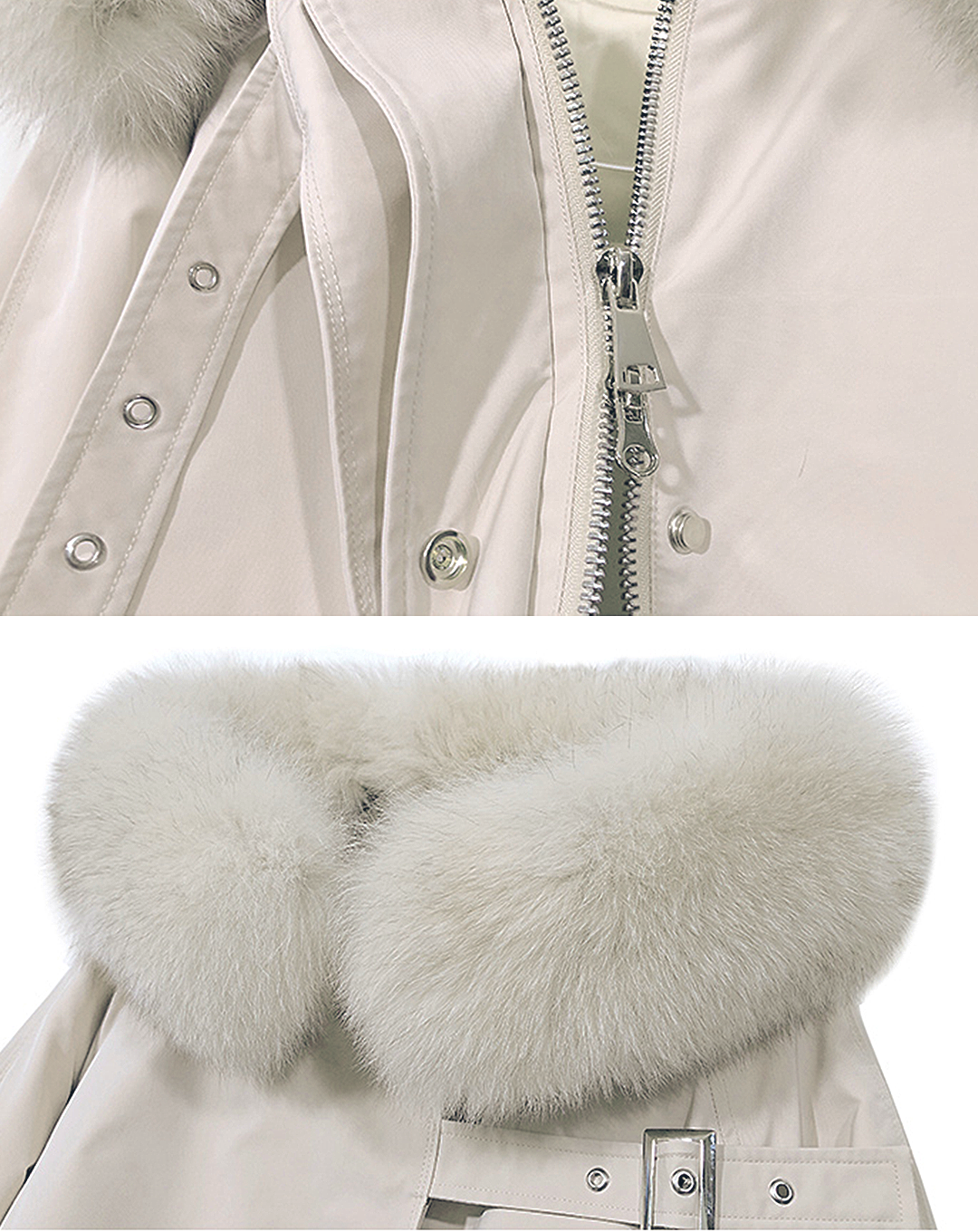 ♀Fur Hooded Long Coat