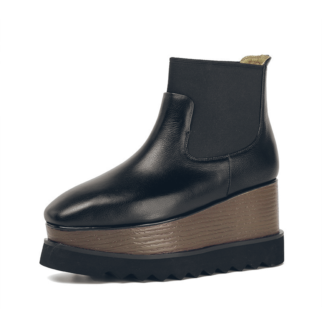 ♀ 本革/Platform Sole Side Gore Leather Boots