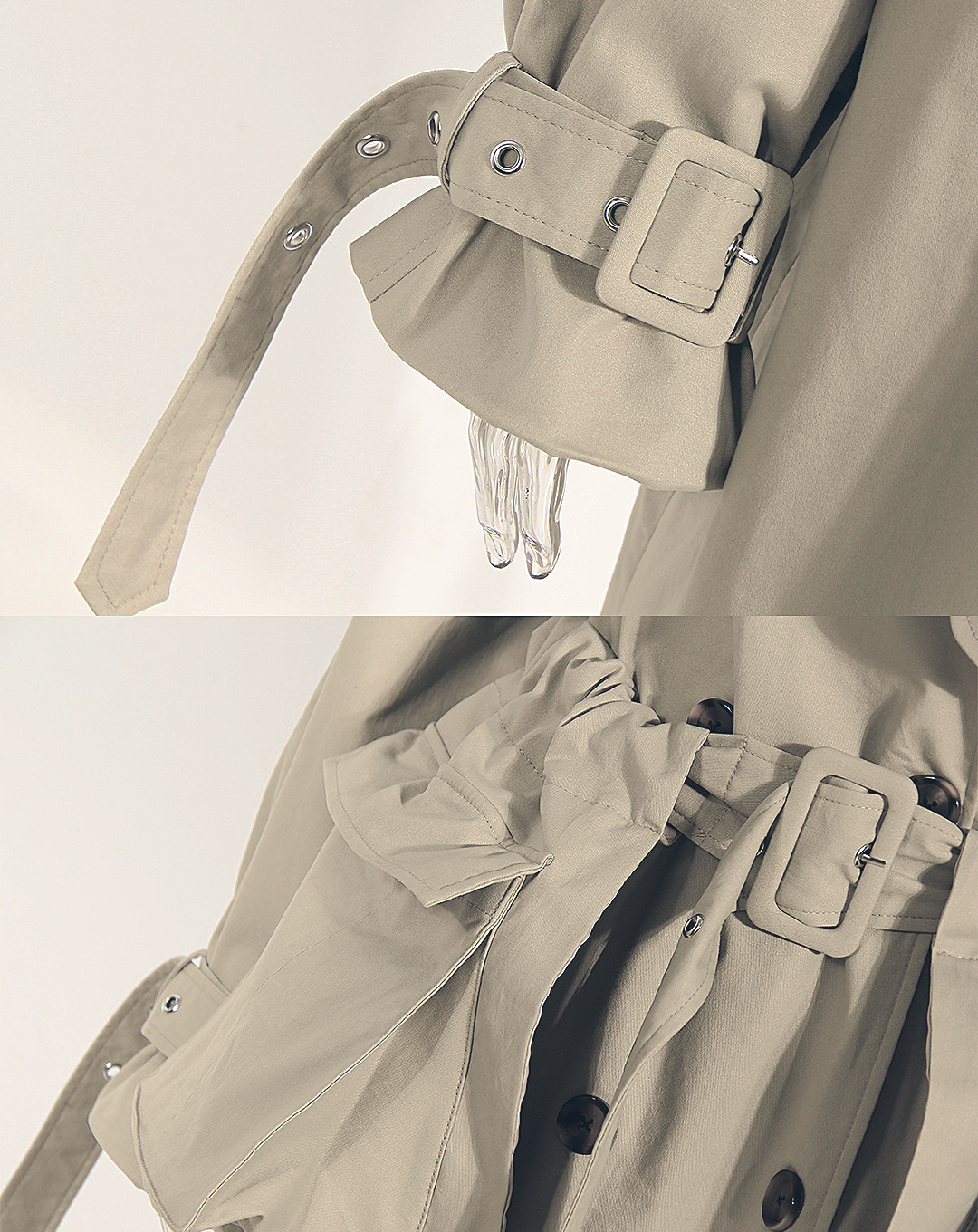 ♀Waist Big Pocket Trench Coat