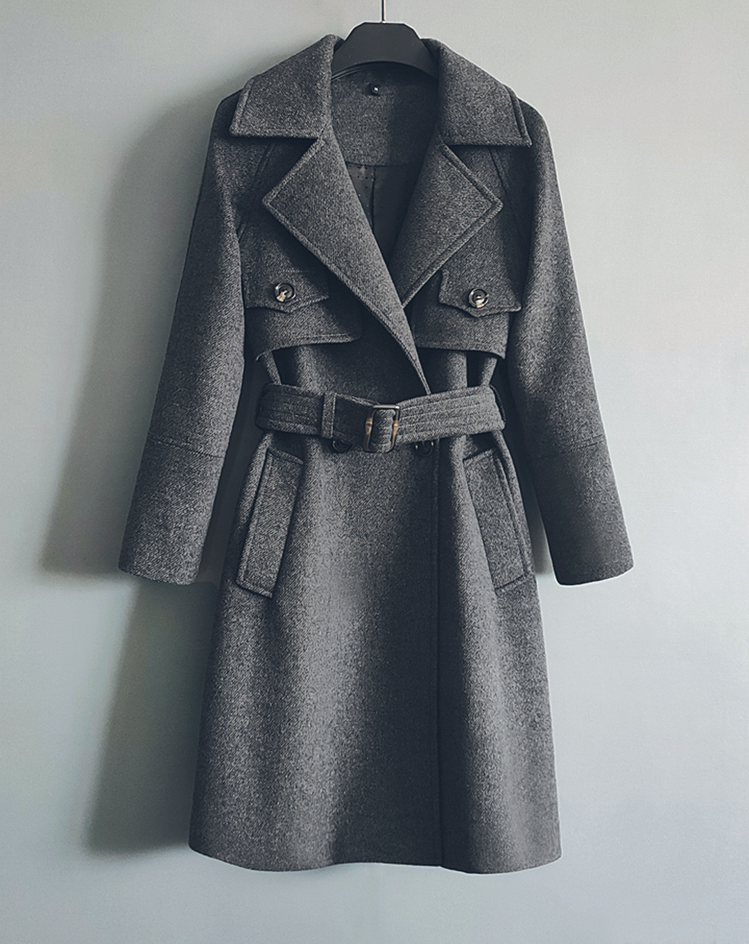 ♀Double Pocket Wool Trench Coat
