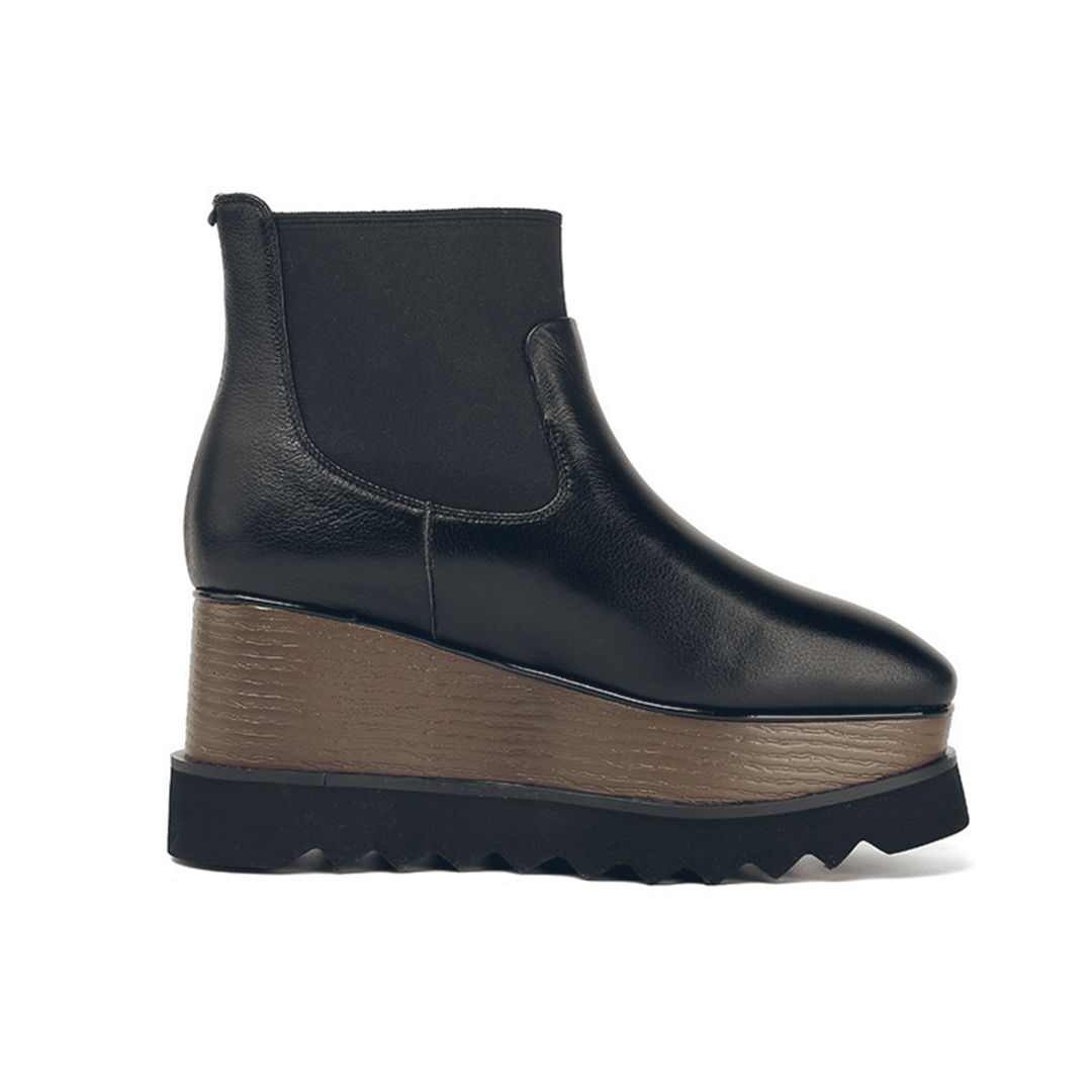 ♀ 本革/Platform Sole Side Gore Leather Boots