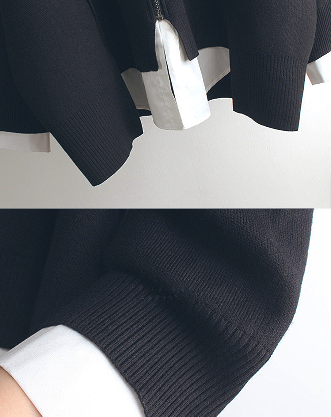 ♀Shirt Docking Knit Blouson