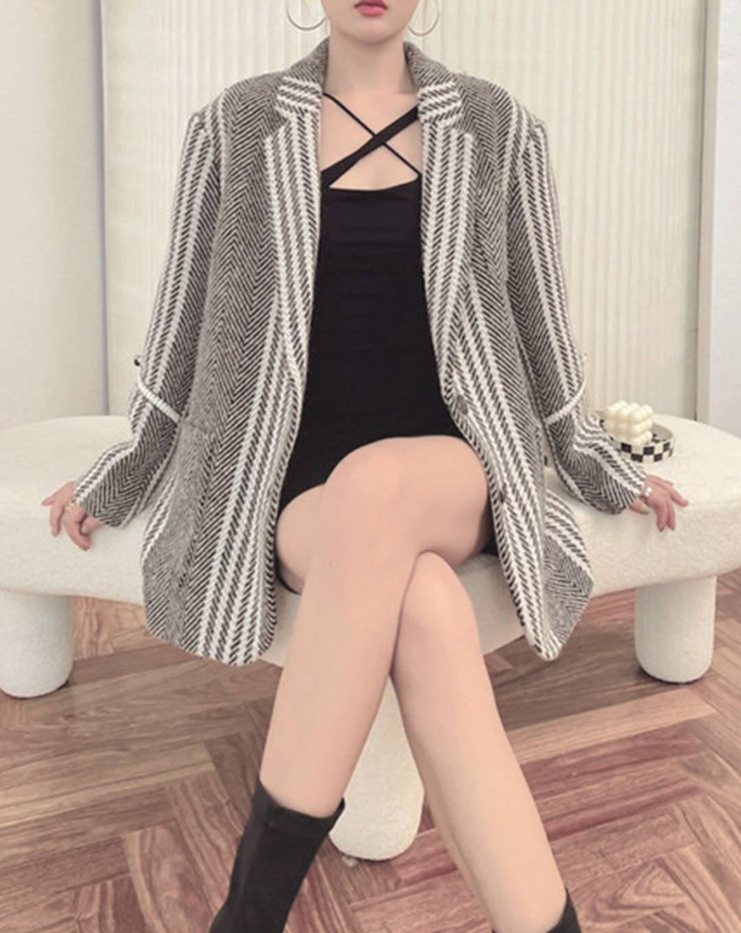 ♀Herringbone Striped Jacket