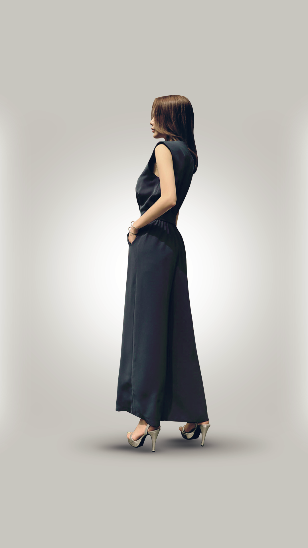 ♀Self Belted Solid Jumpsuit