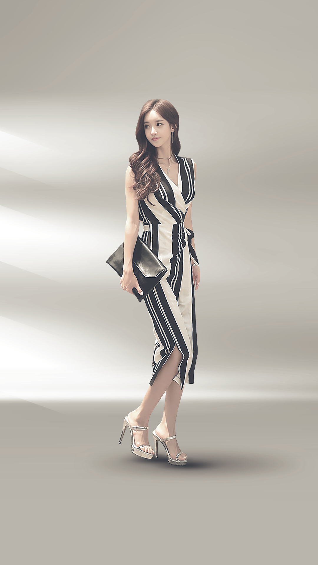 ♀Stripe Wrap Dress