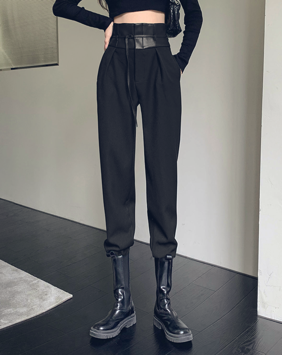 ♀Leather High Waist Pants