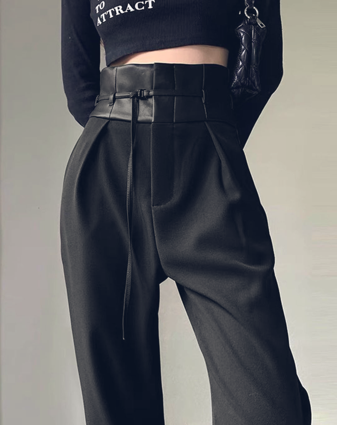♀Leather High Waist Pants