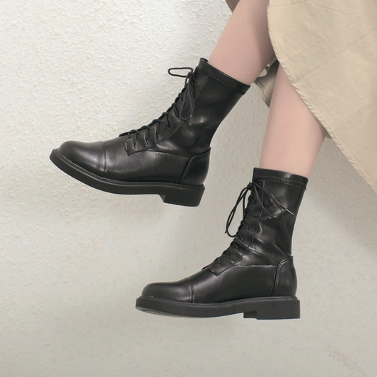 ♀Low Heels Round Toe Boots