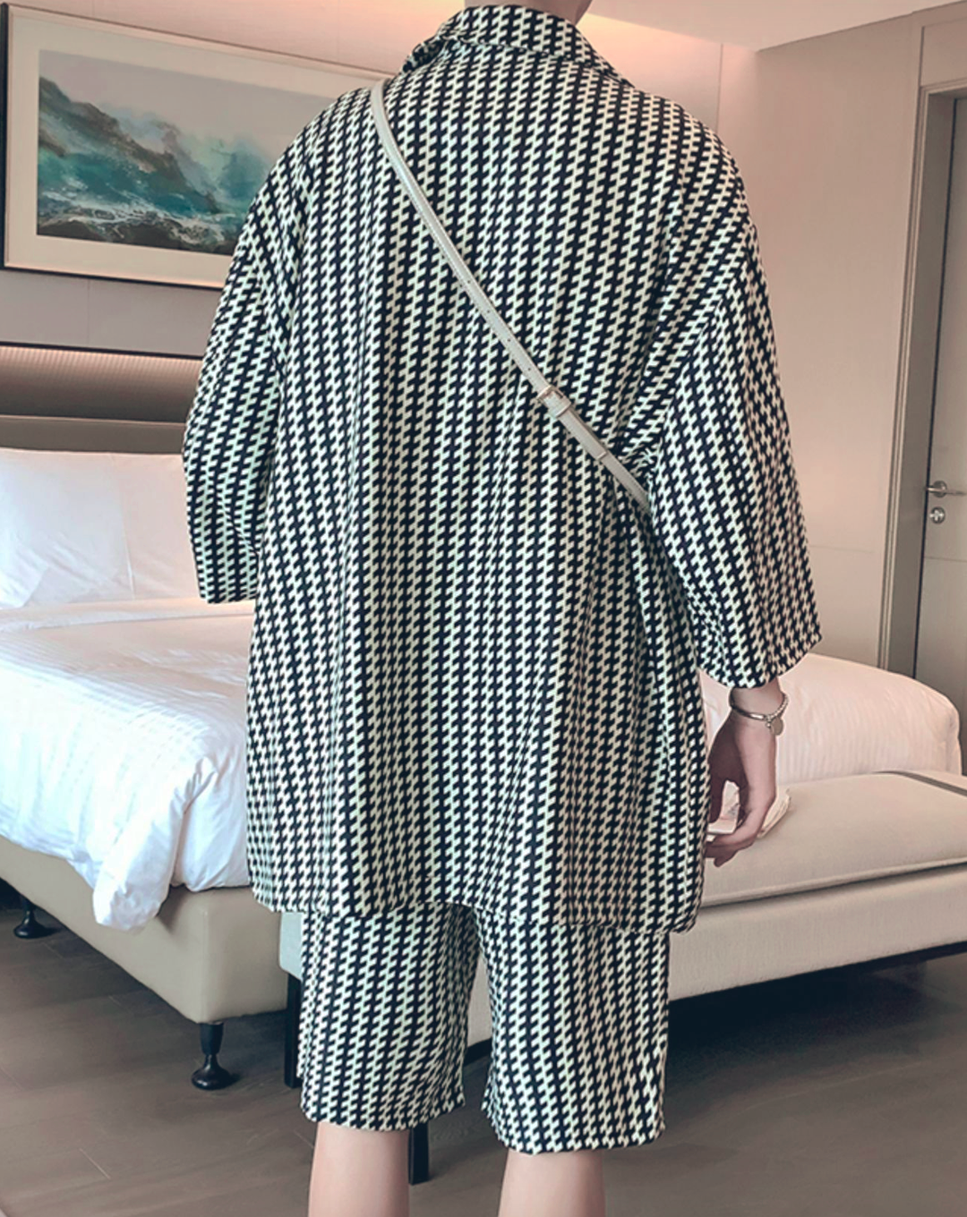 ♂Houndstooth Half Pants Suit