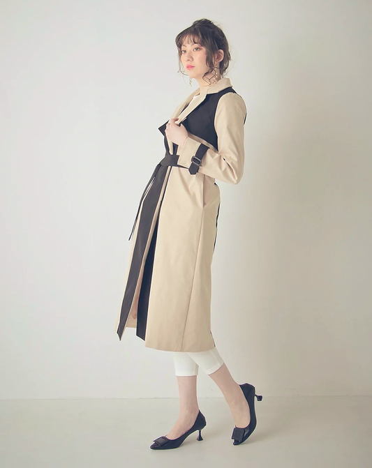 ♀Vertical bicolor Trench Coat