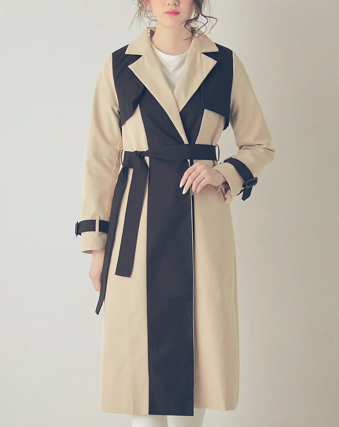 ♀Vertical bicolor Trench Coat