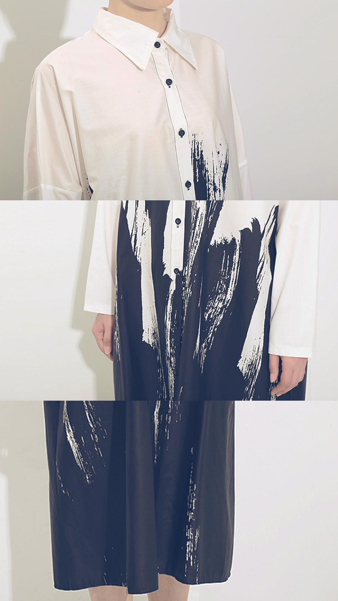 ♀Brush Pattern Mid-Length Shirt