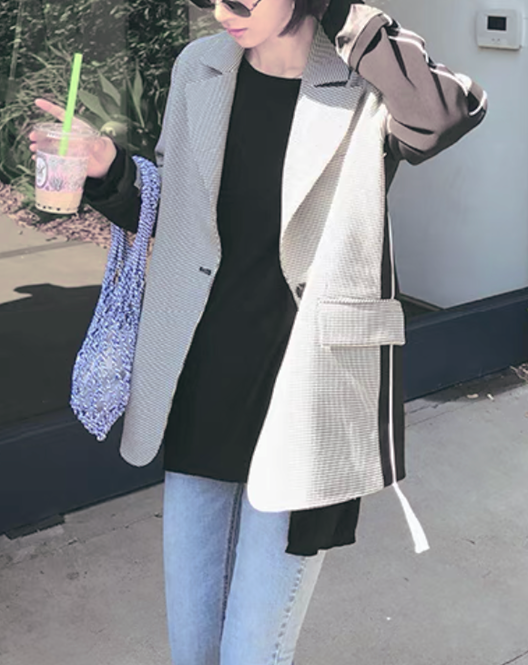 ♀Houndstooth Check Line Jacket