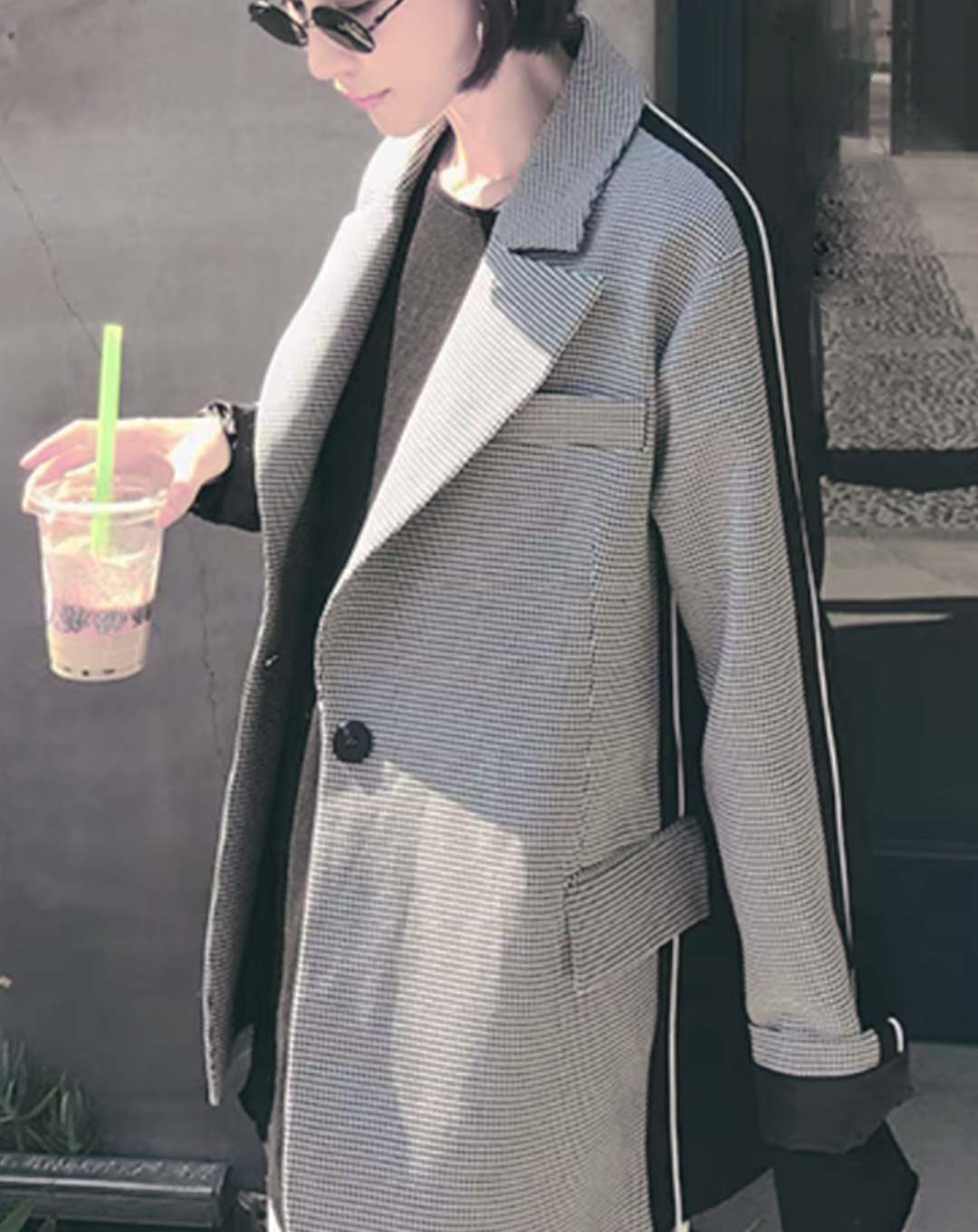 ♀Houndstooth Check Line Jacket