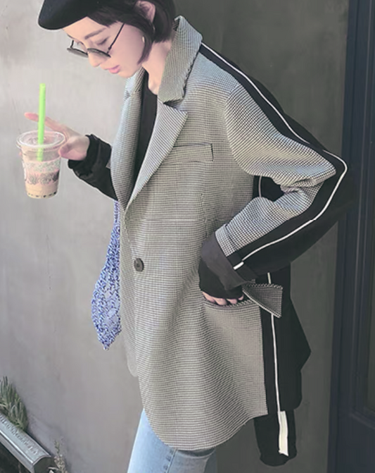 ♀Houndstooth Check Line Jacket