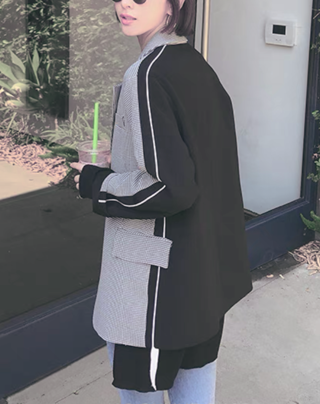 ♀Houndstooth Check Line Jacket