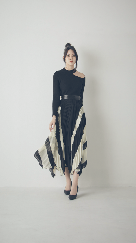 ♀Drape Pleated Skirt