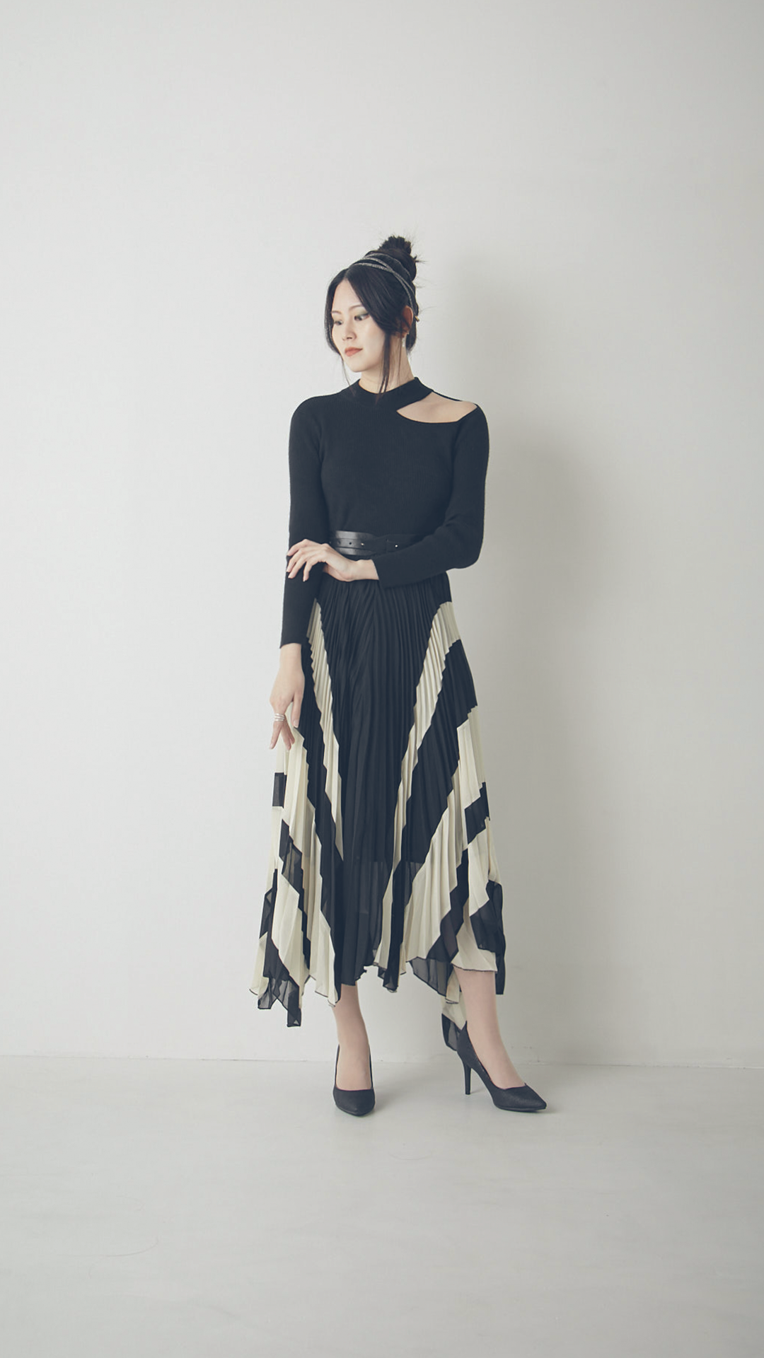 ♀Drape Pleated Skirt