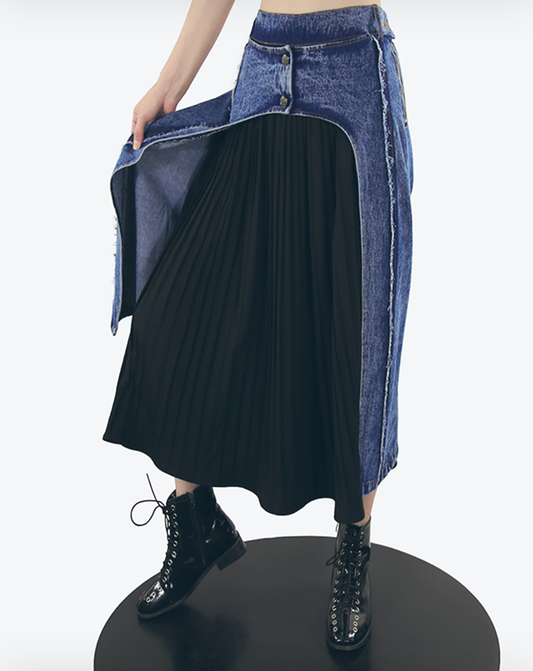 ♀Layered Denim Skirt