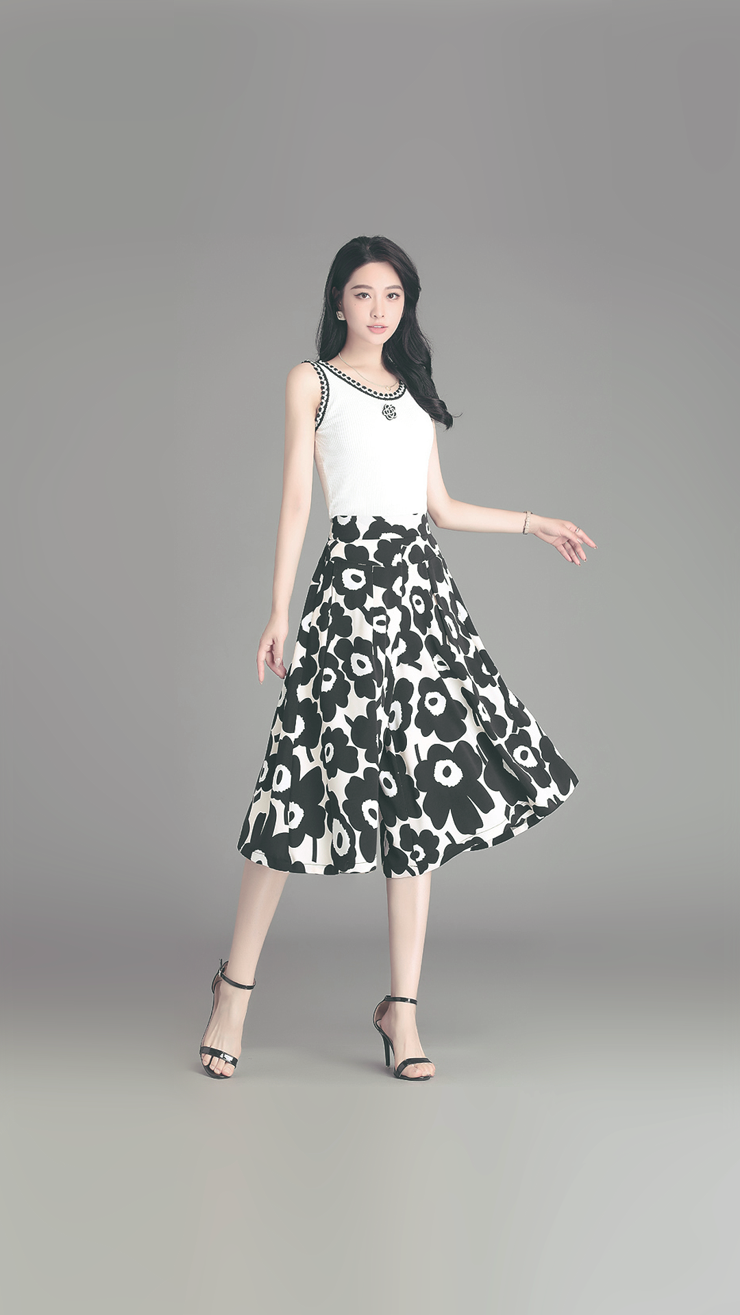 ♀Flower Print Drape Pants Skirt