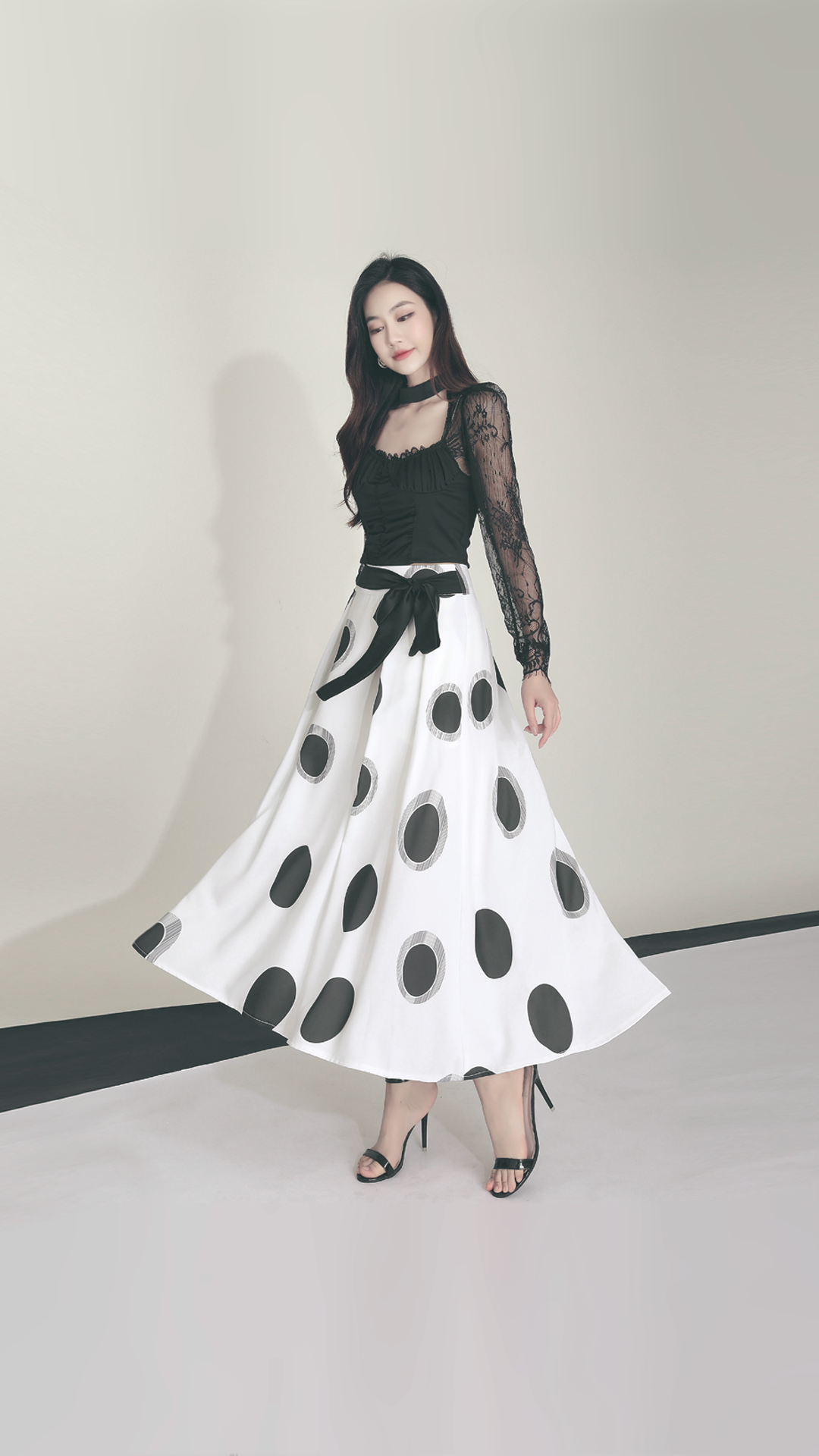 ♀Random Dot A-Line Skirt