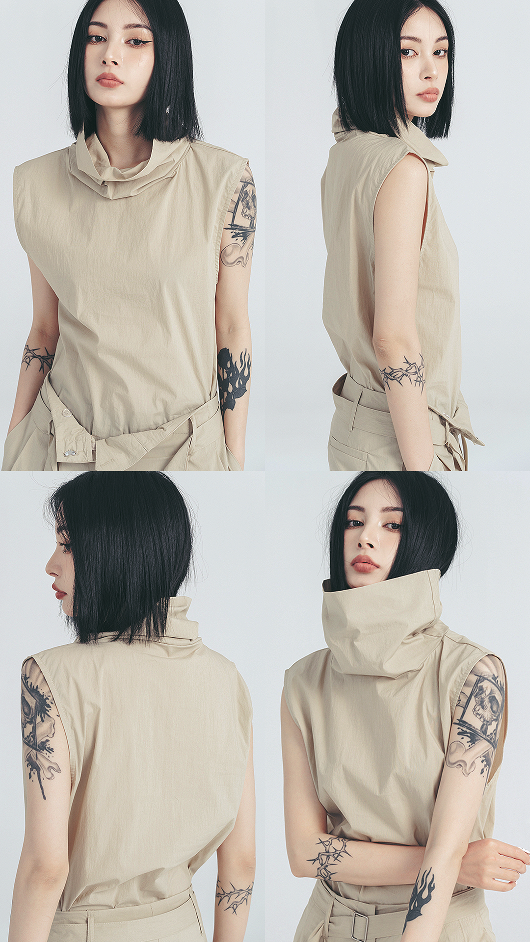 ♀Turtleneck Pullover Sleeveless Shirt(Bottoms別売)