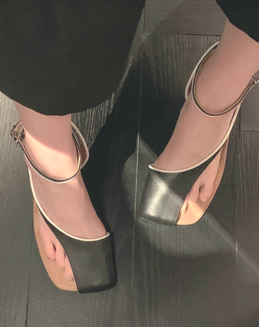 ♀本革/Asymmetry Toe Heels