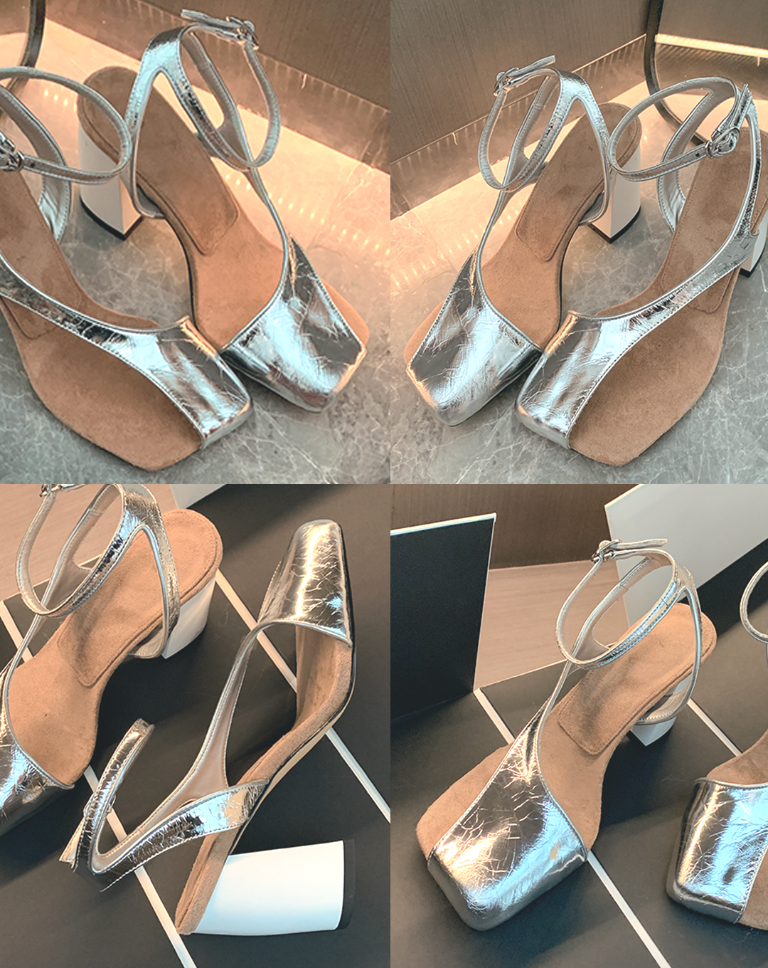 ♀本革/Asymmetry Toe Heels