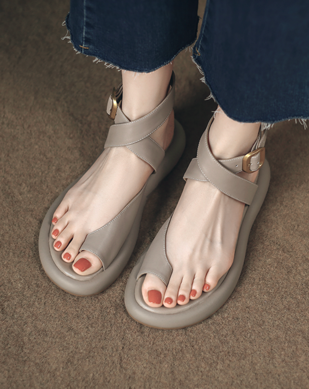 ♀本革/Cross Strap Sandals