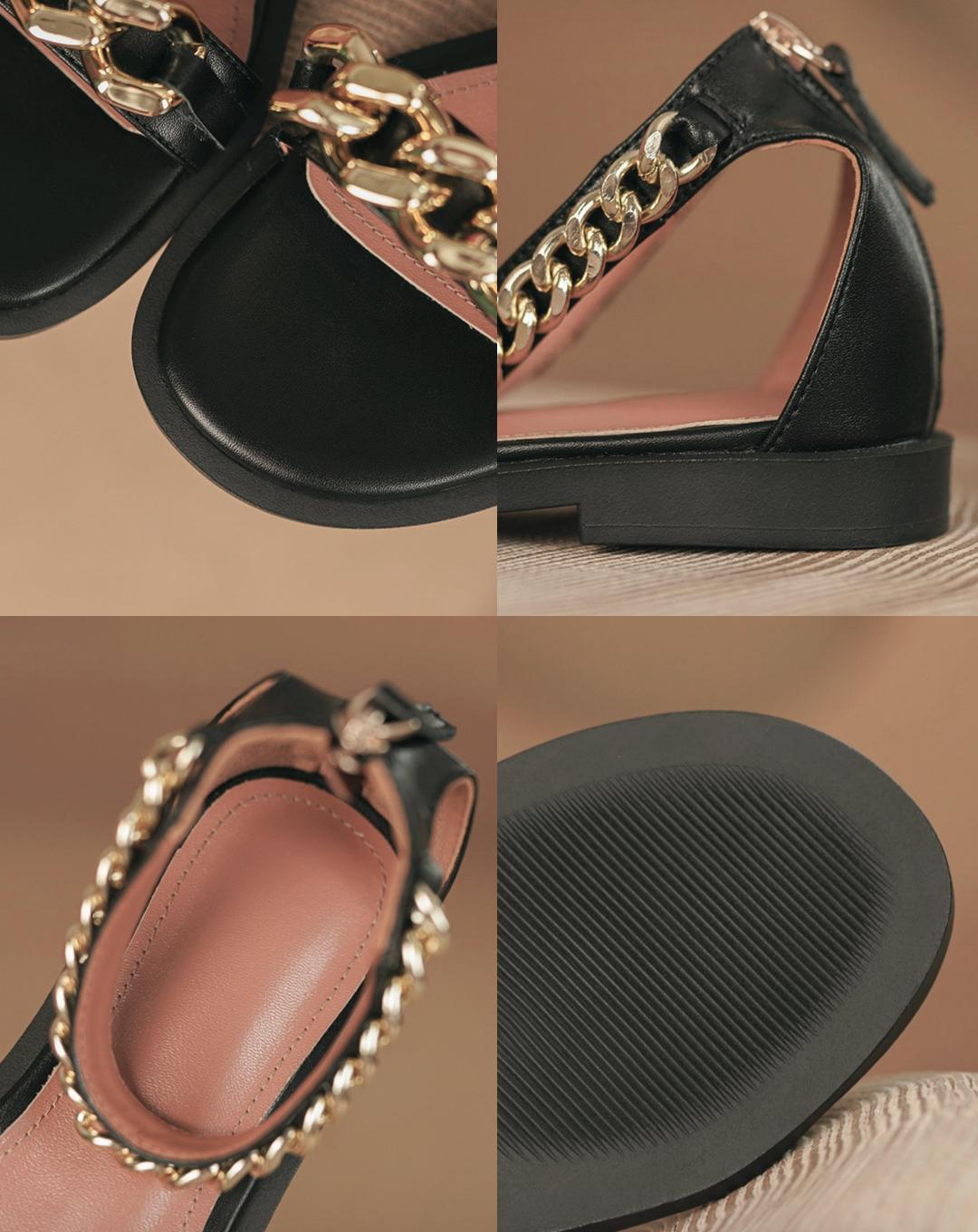 ♀本革/Gold Chain Sandals