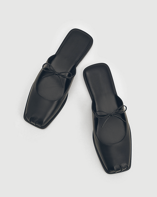 ♀Bowknot Flat Mule Sandals