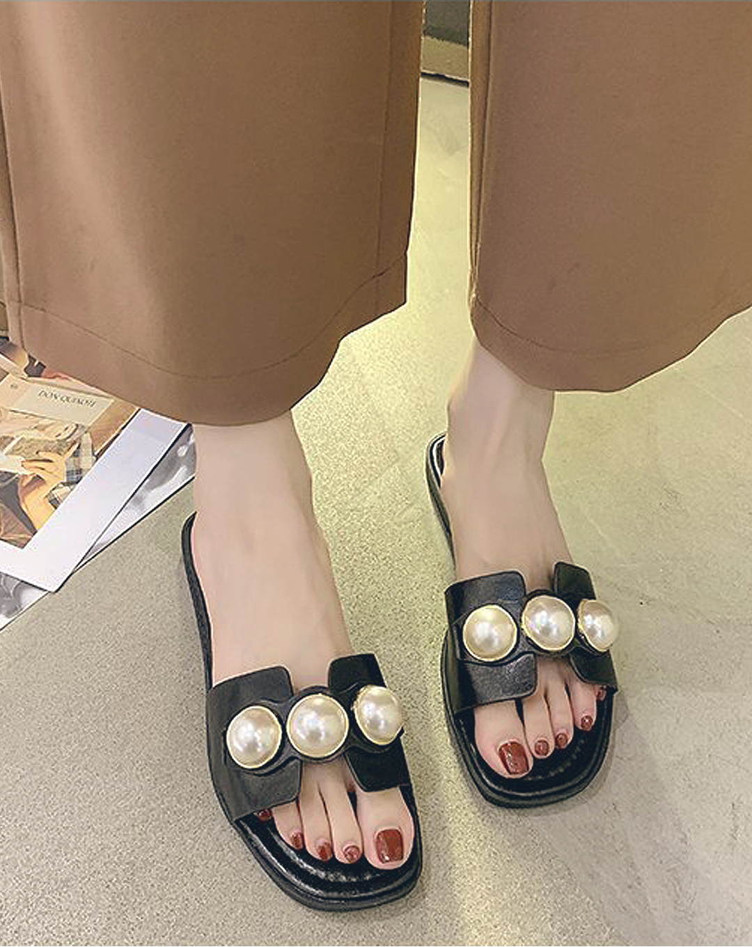 ♀Pearl Design Open Toe Sandals