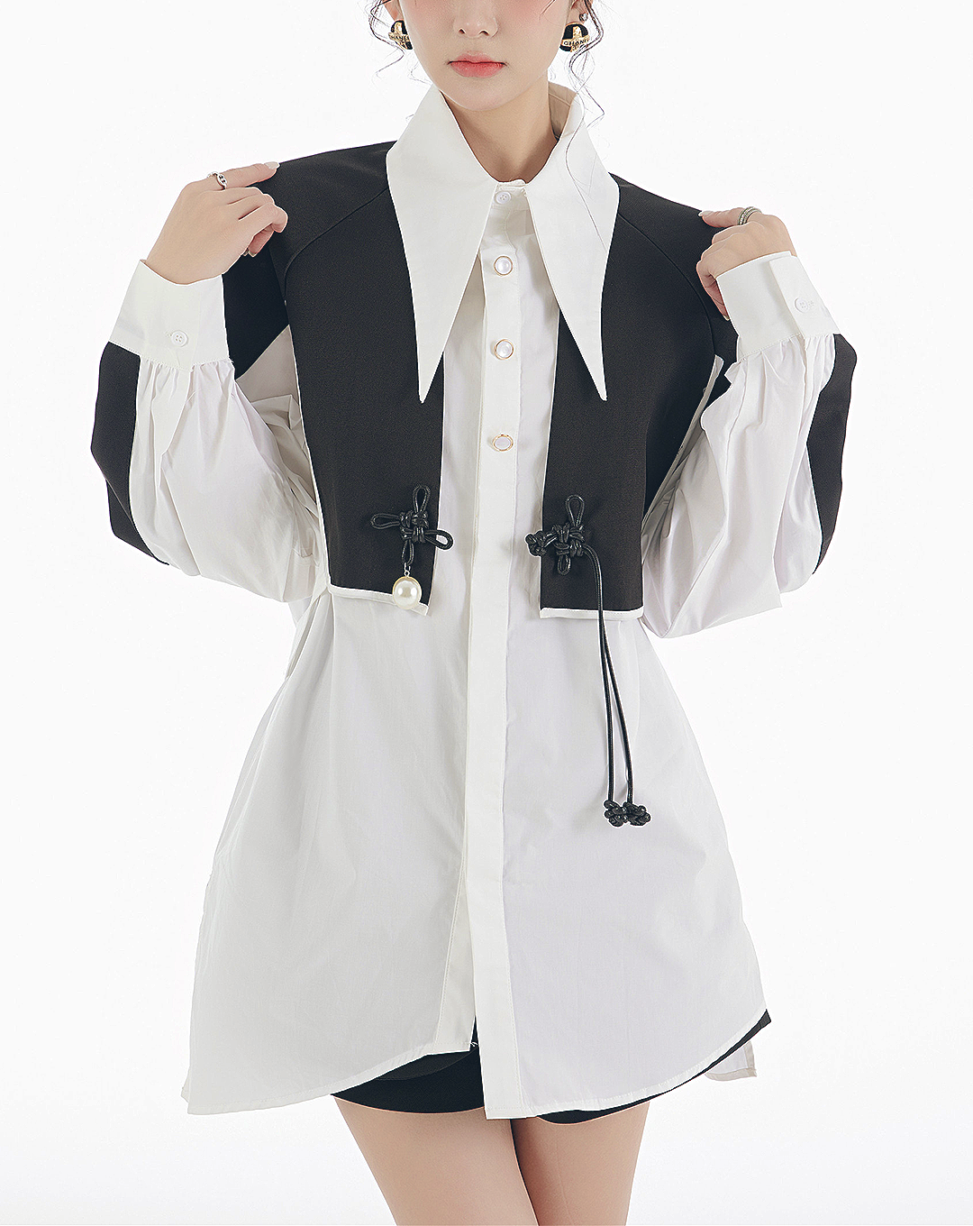 ♀China Button Point Shirt
