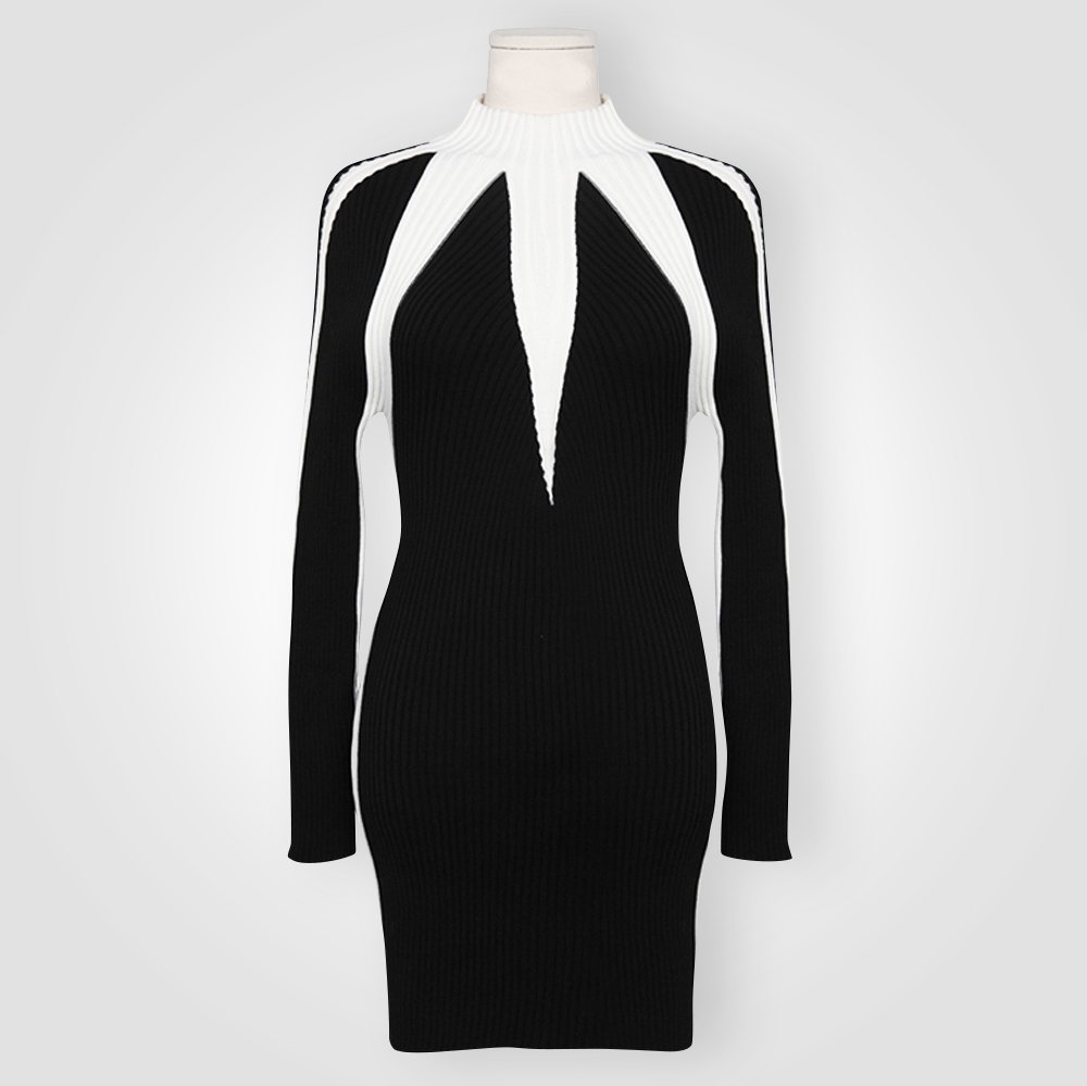 ♀Contrast Knit Dress