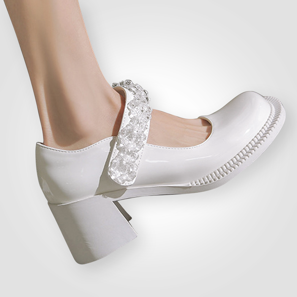 ♀Bijou Round Toe Enamel Shoes