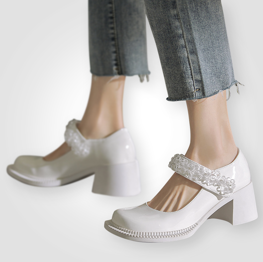 ♀Bijou Round Toe Enamel Shoes